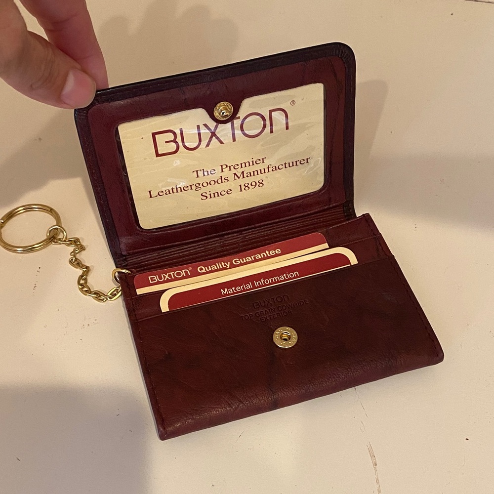 Buxton Burgundy Leather Keychain Wallet
